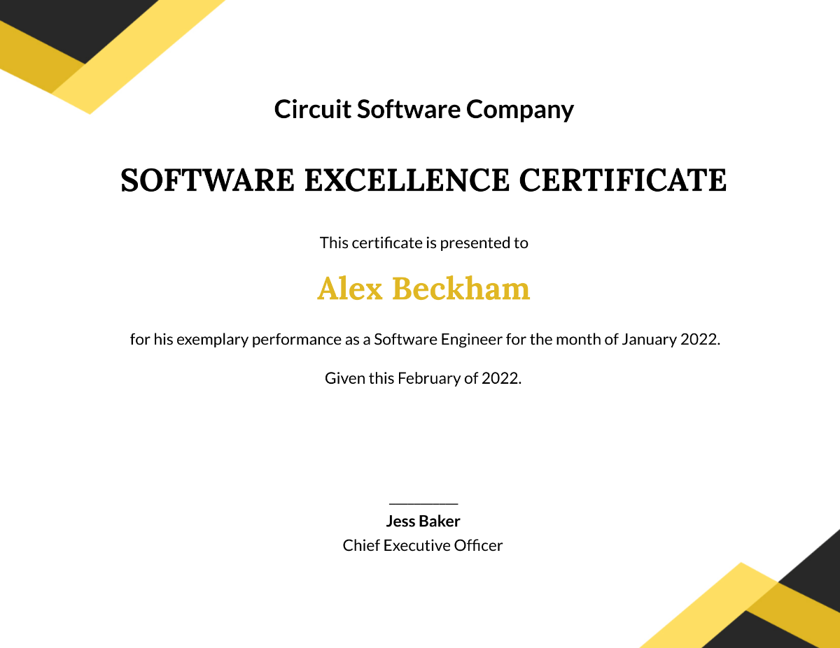 Software Excellence Certificate Template - Edit Online & Download