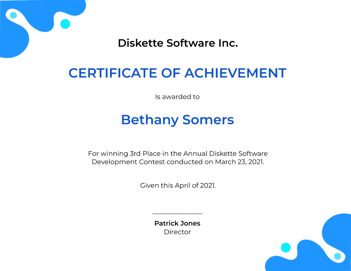Software Award Certificate Template
