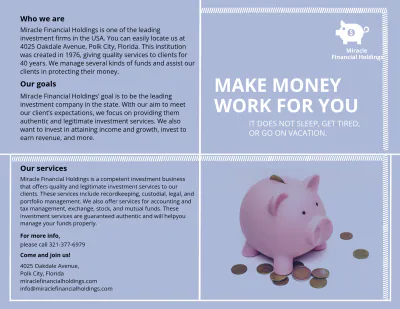 Free Investment Fund Bi-Fold Brochure Template to Edit Online