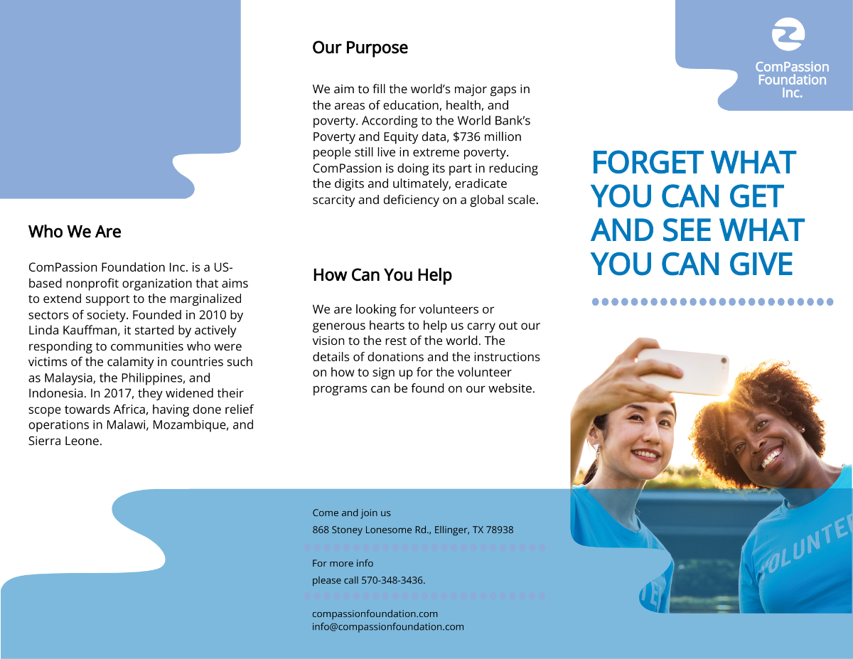 Charity Tri-Fold Brochure Template