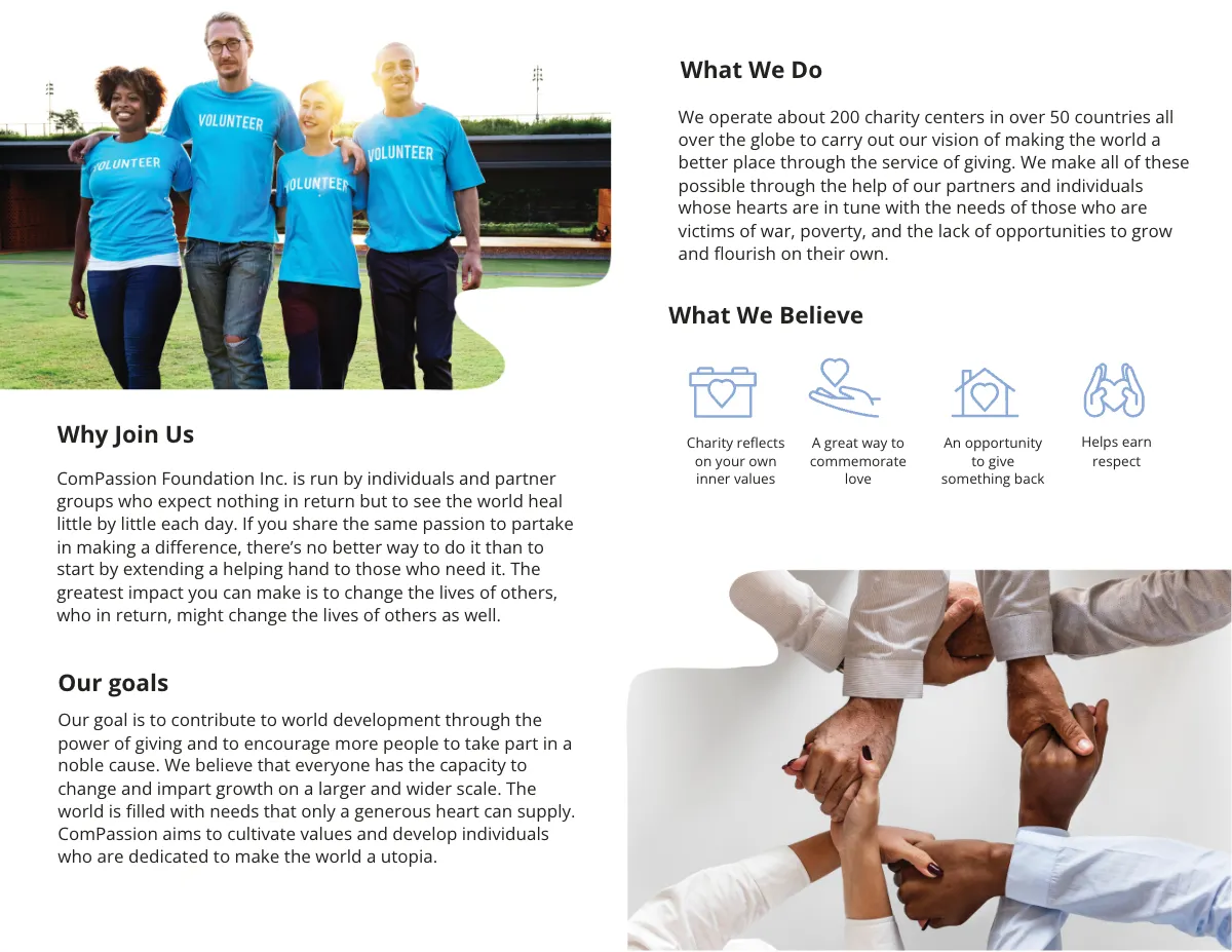 Free Charity Bi-Fold Brochure Template to Edit Online