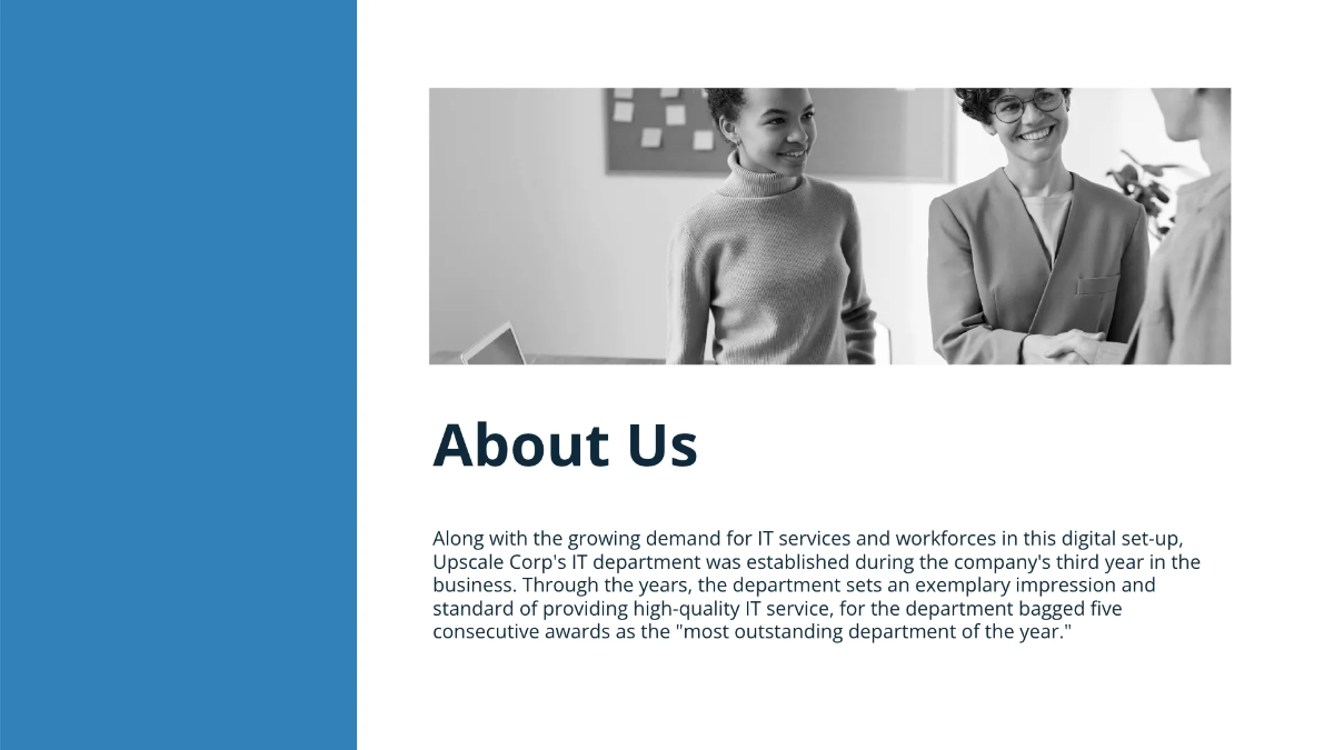 Free IT Department Presentation Template to Edit Online