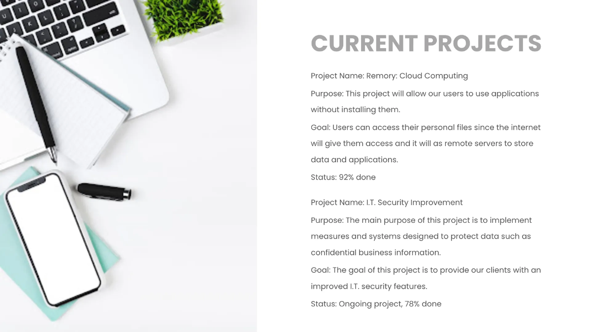Free IT Project Presentation Template to Edit Online