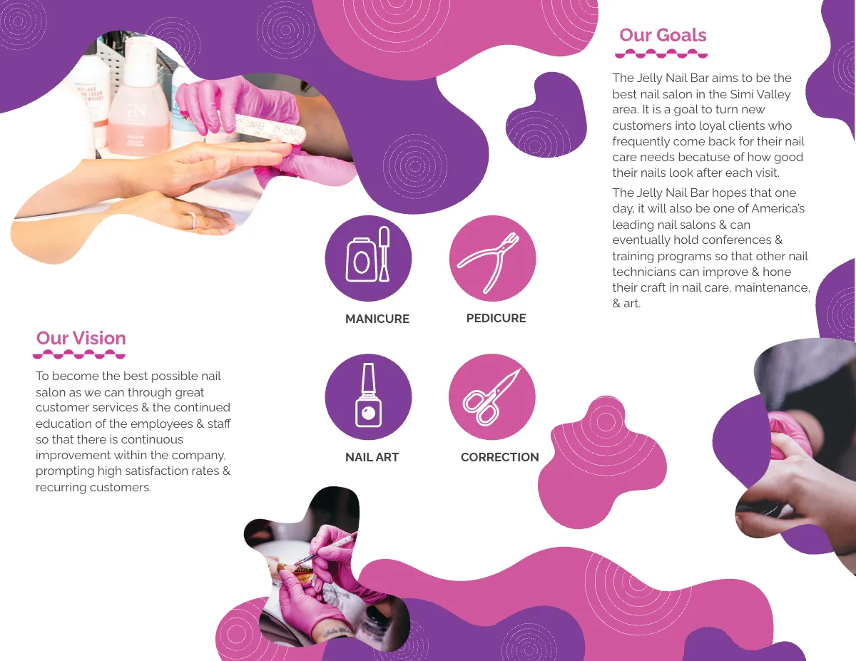 Free Nail Studio Shop Tri-Fold Brochure Template to Edit Online