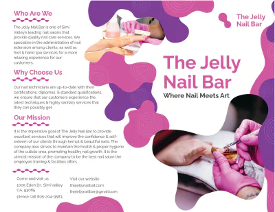 Free Nail Studio Shop Bi-Fold Brochure Template to Edit Online