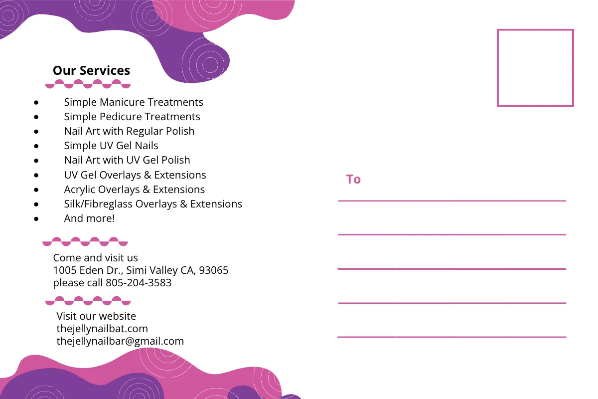 Free Nail Studio Shop Postcard Template to Edit Online