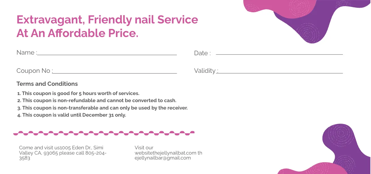 Free Nail Studio Shop Voucher Template to Edit Online