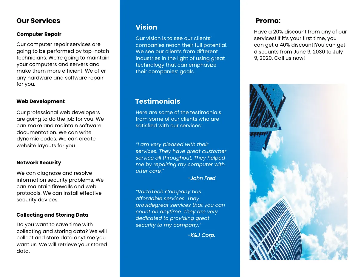 Free Tri-Fold Modern IT Brochure Template to Edit Online