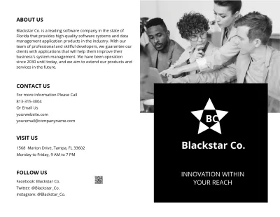 Free Bi-Fold Creative Software Brochure Template to Edit Online