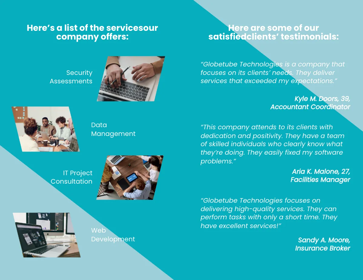 Free Bi-Fold Elegant IT Brochure Template to Edit Online