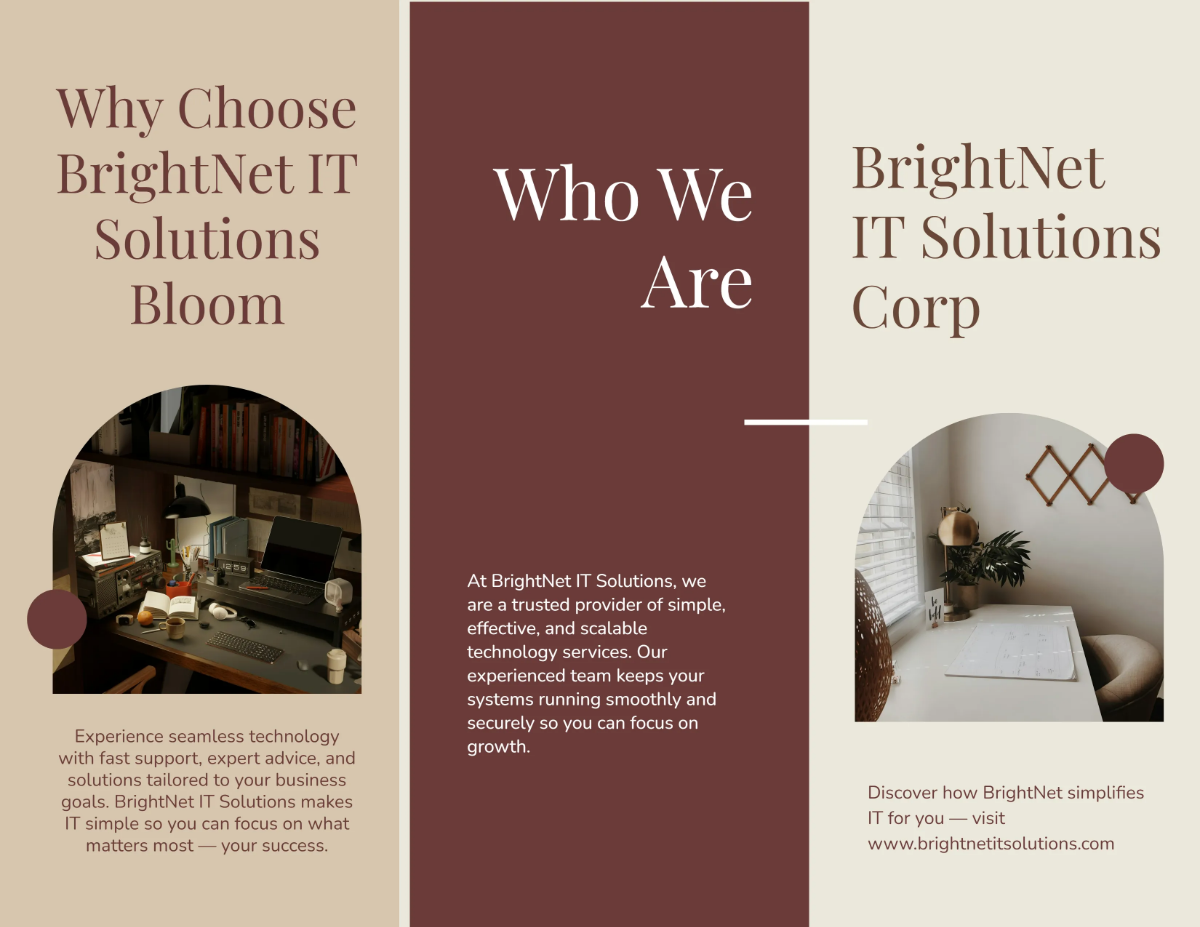 Free Tri-Fold Simple IT Brochure Template to Edit Online
