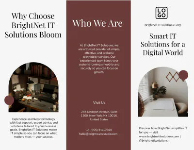 Free Tri-Fold Simple IT Brochure Template to Edit Online