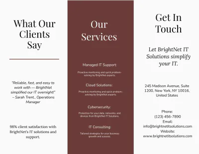 Free Tri-Fold Simple IT Brochure Template to Edit Online