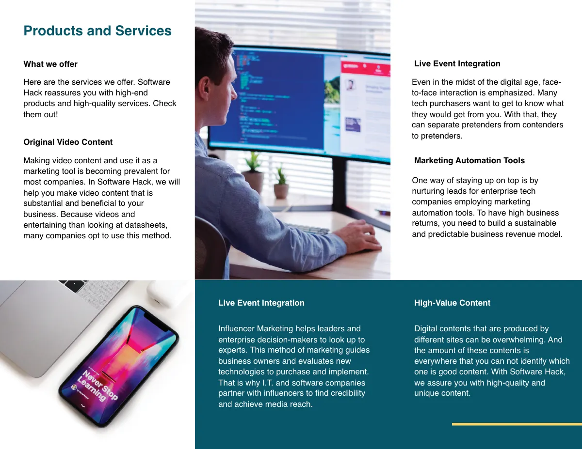 Free Tri-Fold Software Marketing Brochure Template to Edit Online