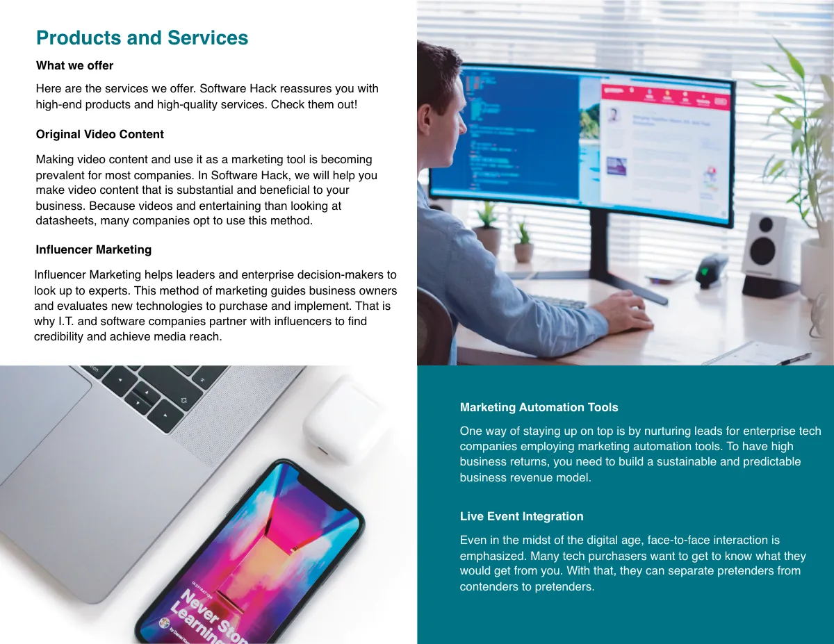 Free Bi-Fold Software Marketing Brochure Template to Edit Online