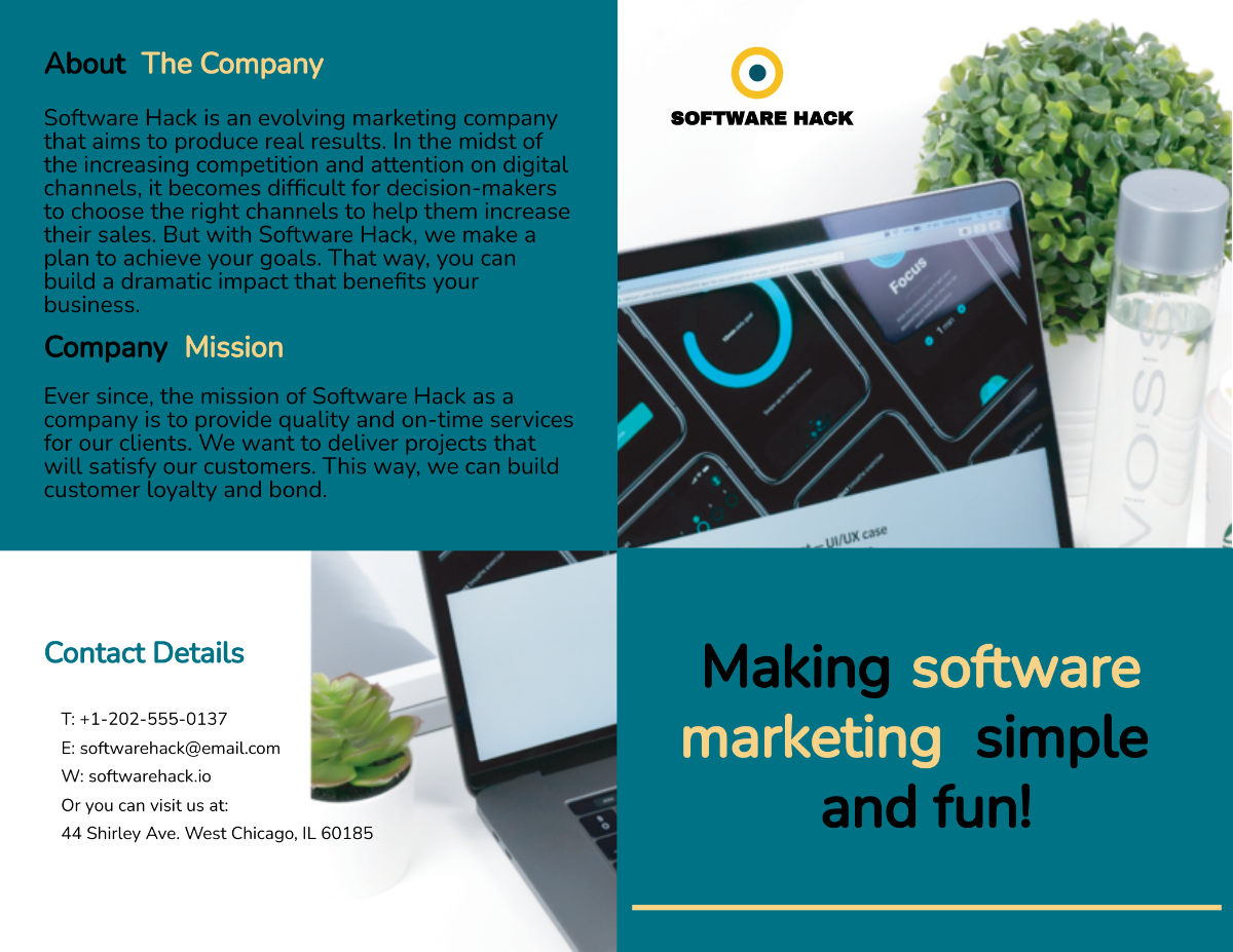 Bi-Fold Software Marketing Brochure Template