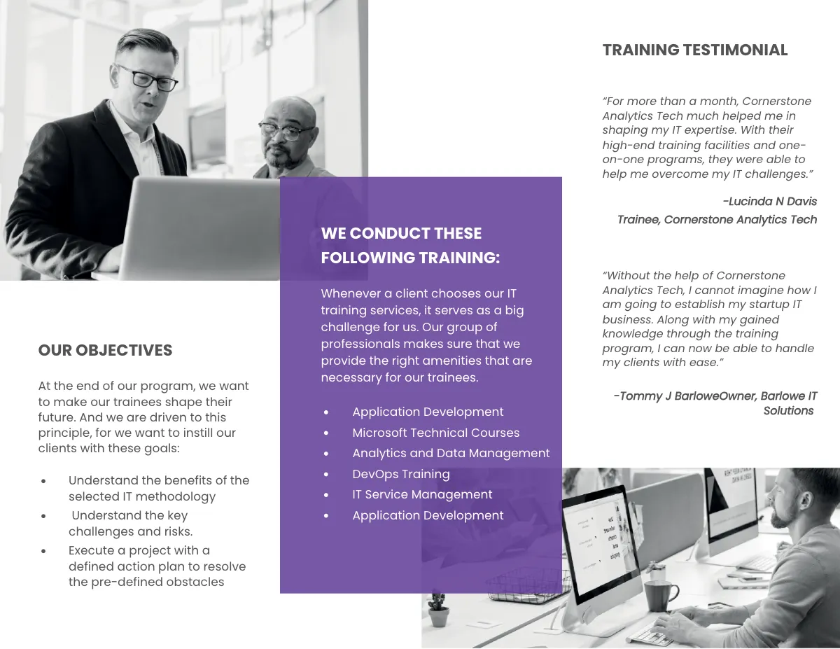 Free Tri-Fold IT Training Brochure Template to Edit Online