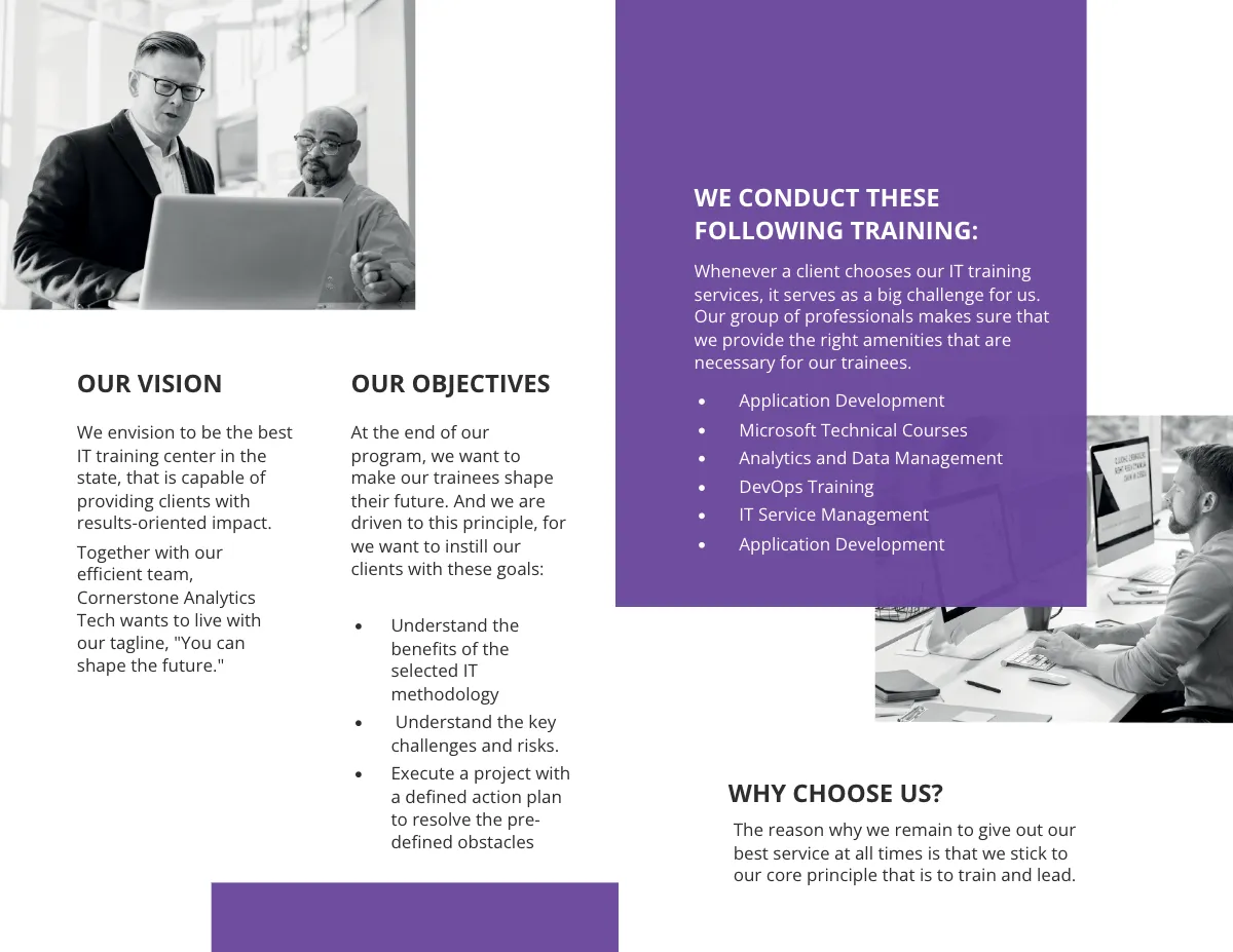 Free Bi-Fold IT Training Brochure Template to Edit Online