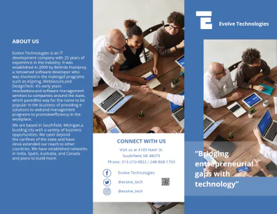Free Tri-Fold IT Development Brochure Template to Edit Online