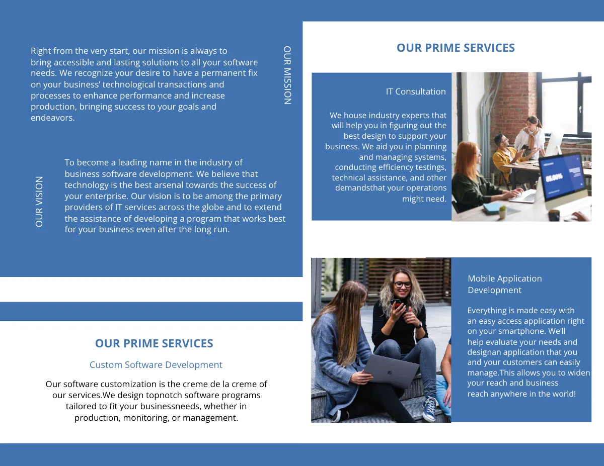 Free Bi-Fold IT Development Brochure Template to Edit Online