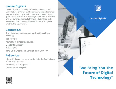 Free Bi-Fold Software Product Brochure Template to Edit Online