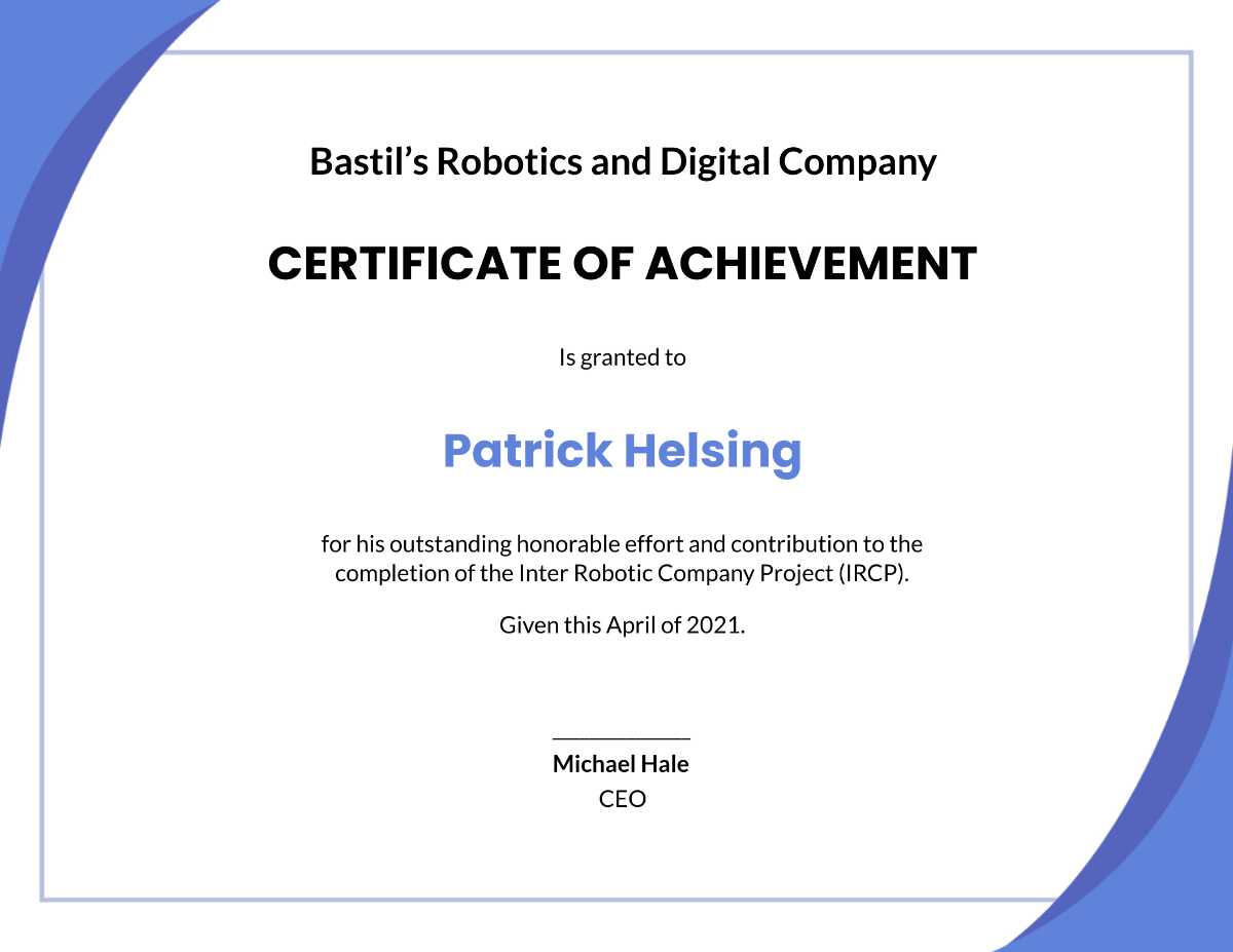 IT Achievement Certificate