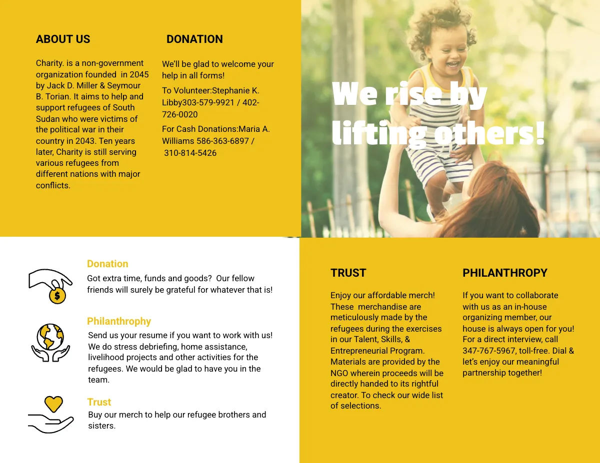 Free NGO Bi-Fold Brochure Template to Edit Online