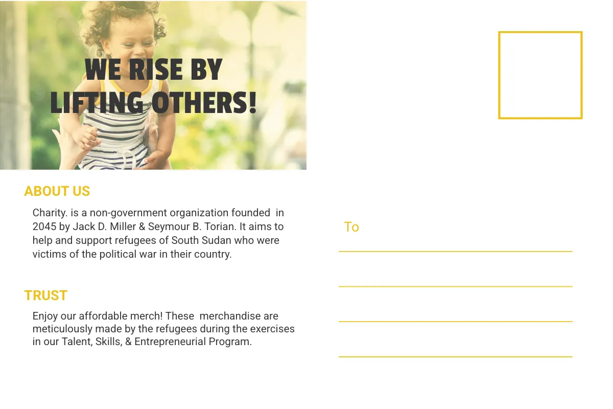 Free NGO Postcard Template to Edit Online