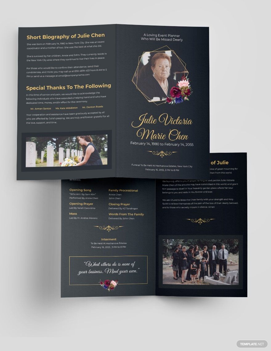 Modern Funeral Service Bi-Fold Brochure Template