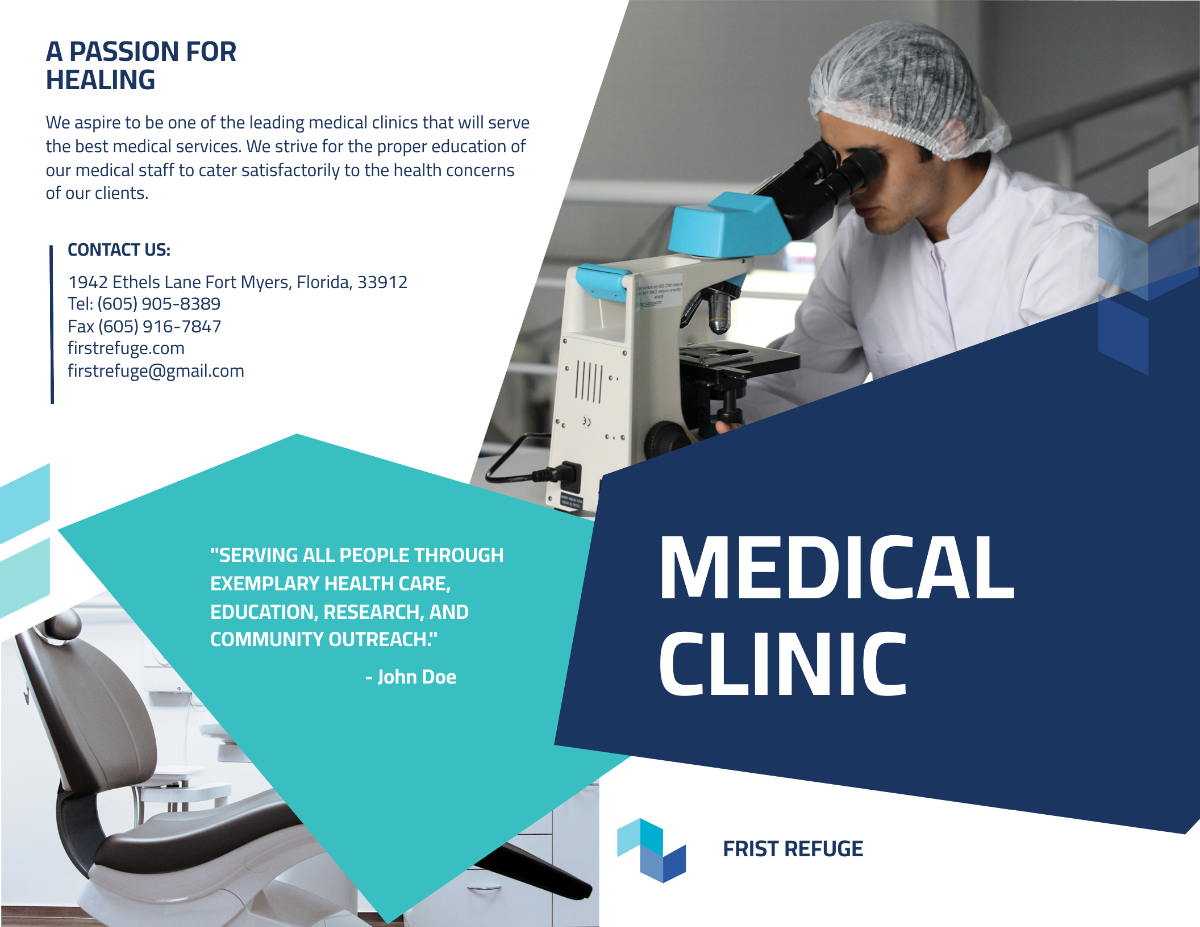 Medical Clinic Center Bi-Fold Brochure Template - Edit Online & Download