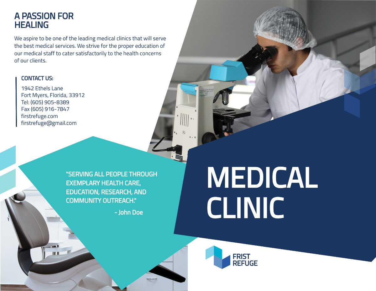 Medical Clinic Center Bi-Fold Brochure Template