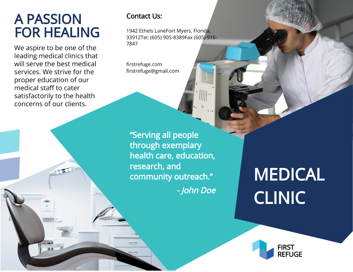 Medical Clinic Center Tri-Fold Brochure Template