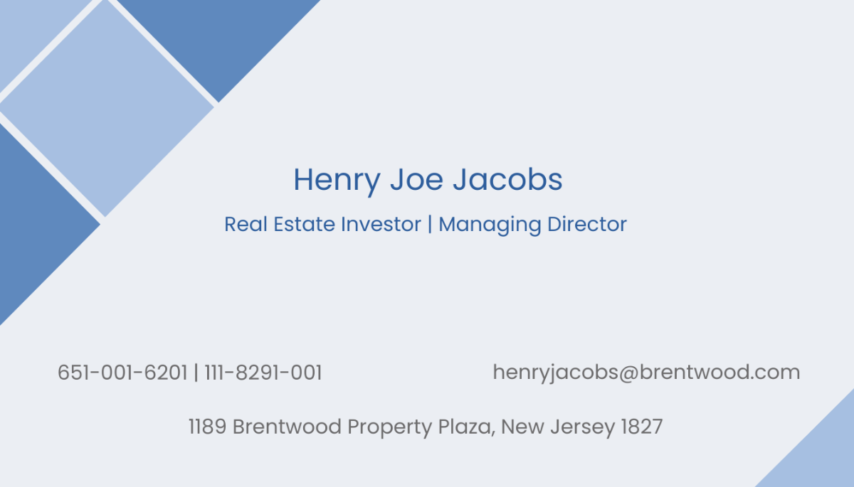 Real Estate Investor Business Card