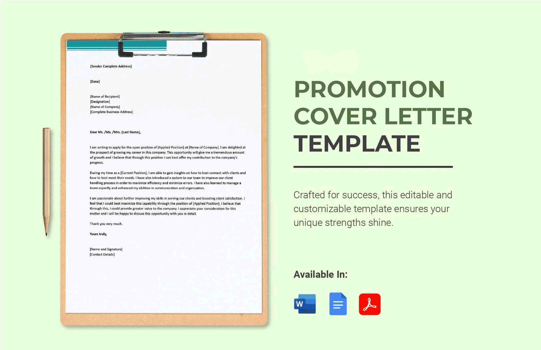 Free Promotion Cover Letter Template in Word, Google Docs, PDF
