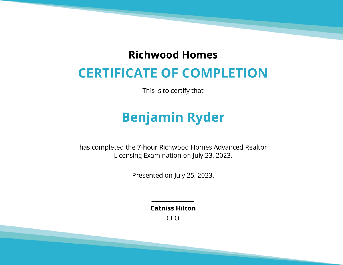 Simple Real Estate Certificate