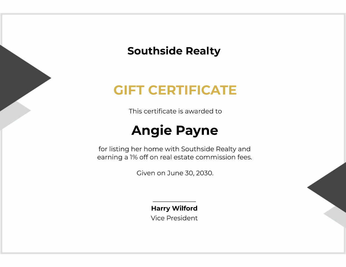 Real Estate Agents Gift Certificate Template - Edit Online & Download