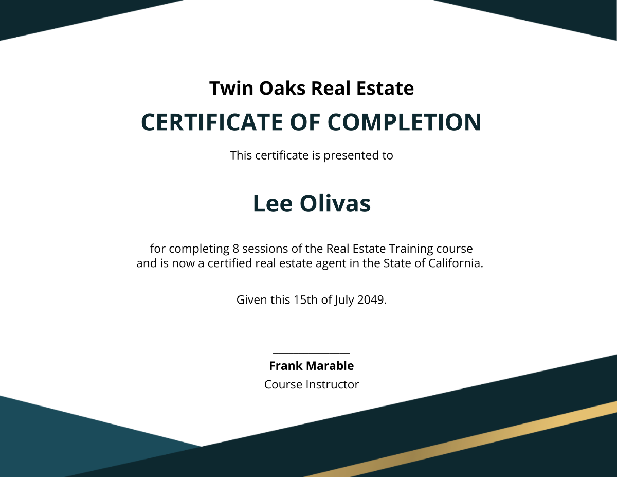 Modern Real Estate Certificate Template - Edit Online & Download