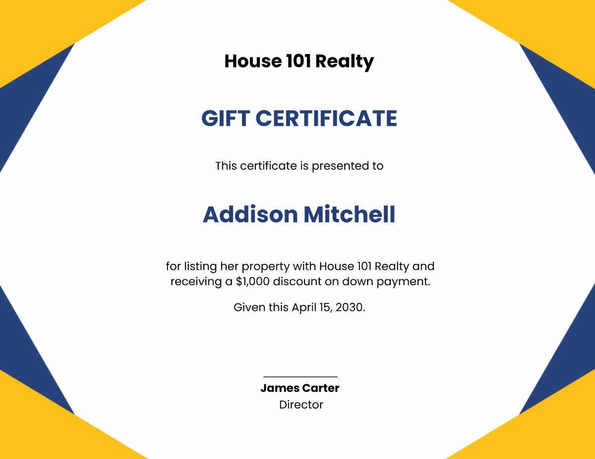 Real Estate Gift Certificate Template - Edit Online & Download