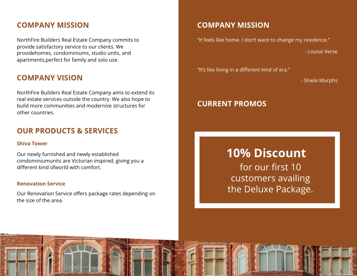 Free Bi-Fold Landscape Real Estate Brochure Template to Edit Online