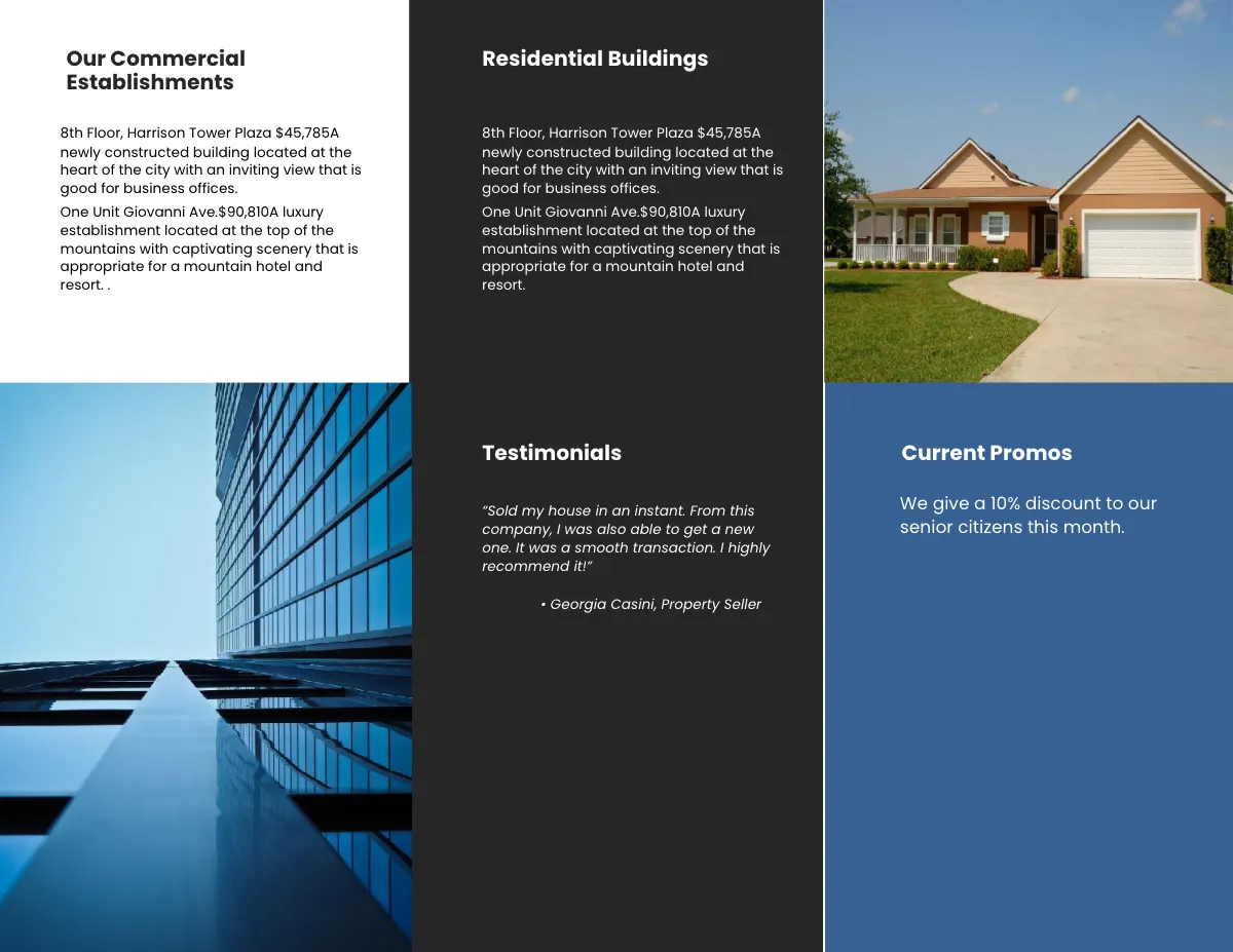 Free Tri-Fold Minimalist Real Estate Brochure Template to Edit Online