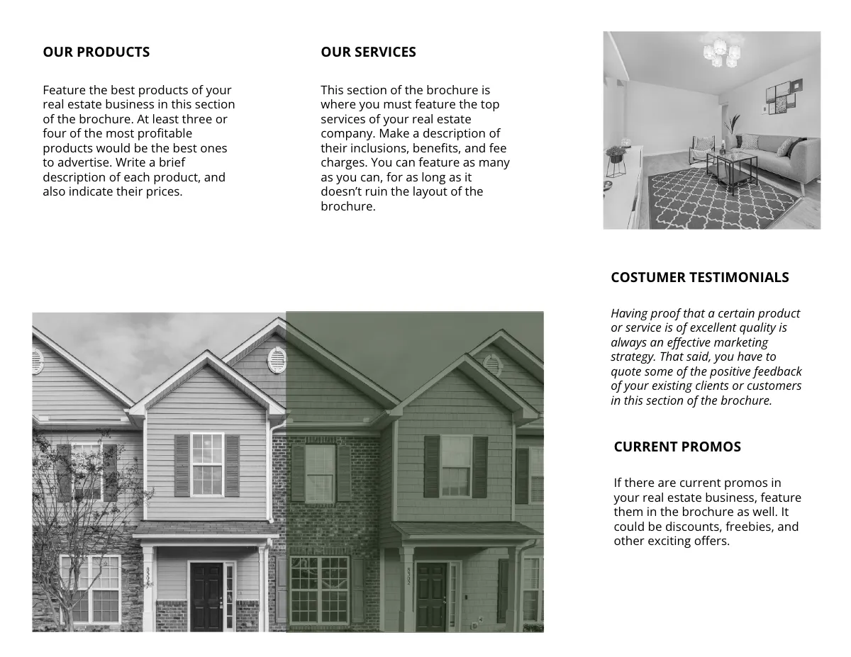 Free Tri-Fold Landscape Real Estate Brochure Template to Edit Online