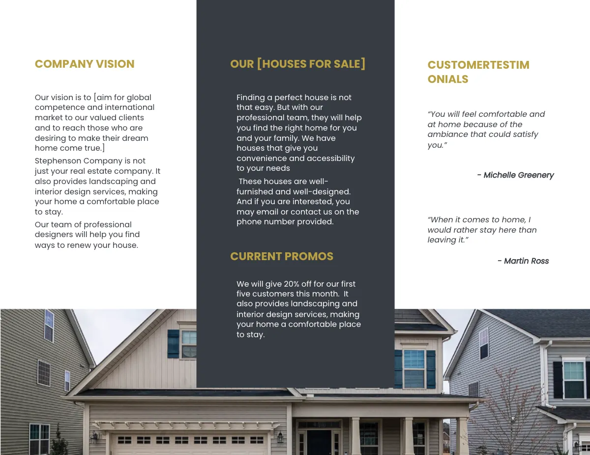 Free Tri-Fold House Staging Brochure Template to Edit Online
