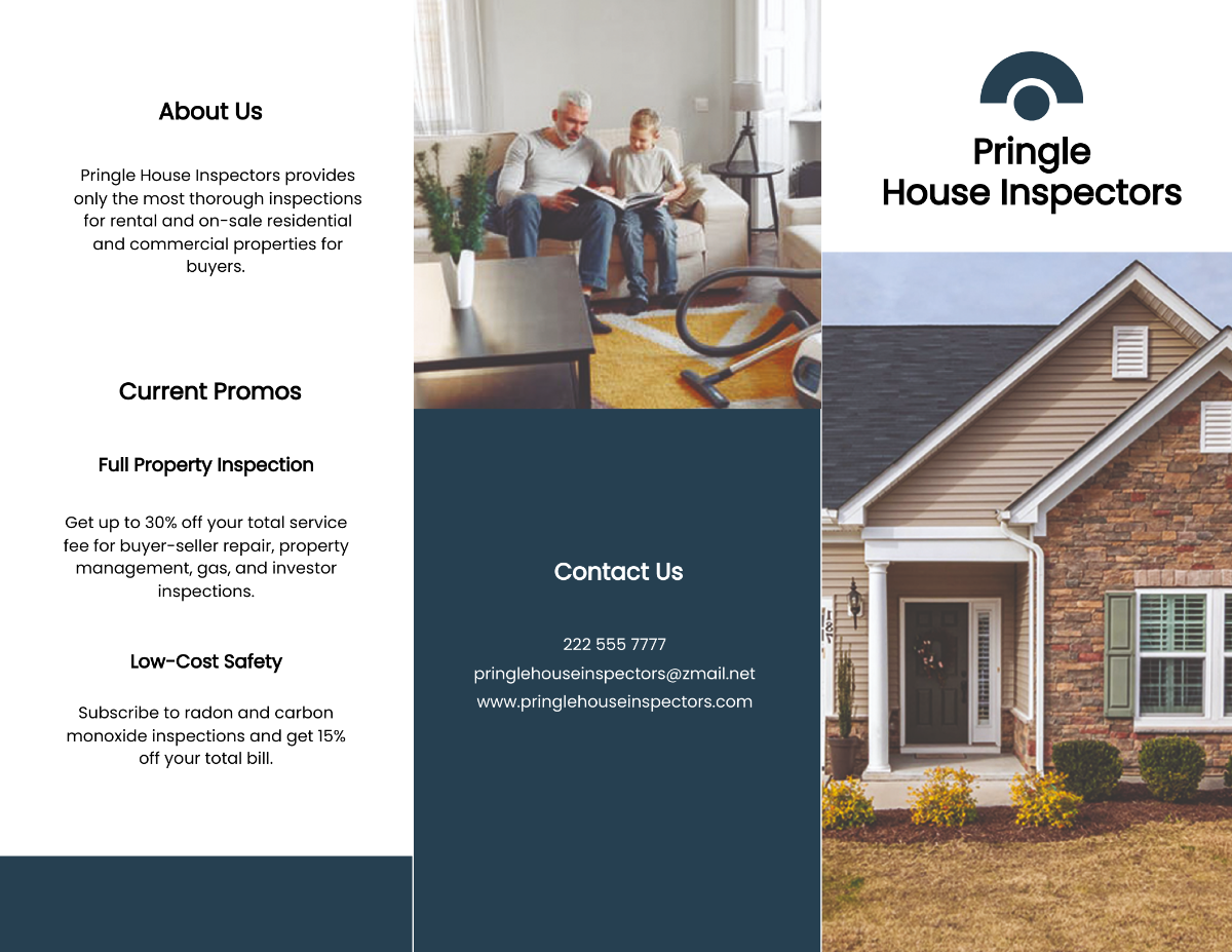 Free Tri-Fold Real Estate House Inspector Brochure Template