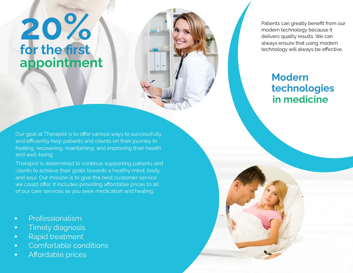 Free Therapist Bi-Fold Brochure Template to Edit Online