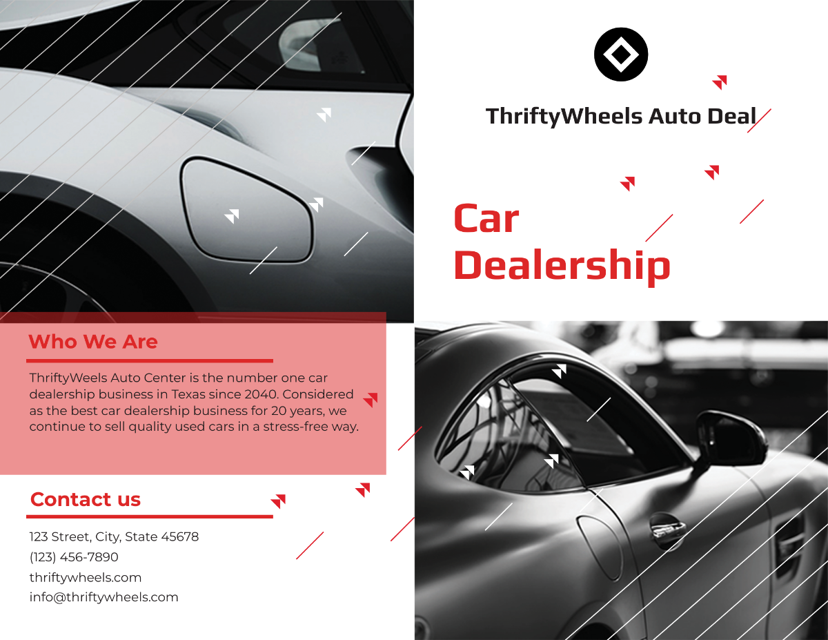 Car Dealership Bi-Fold Brochure Template - Edit Online & Download