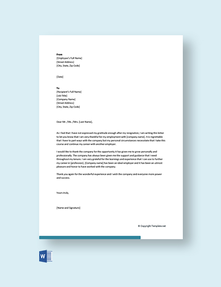 Job Resignation Letter Template - Google Docs, Word | Template.net