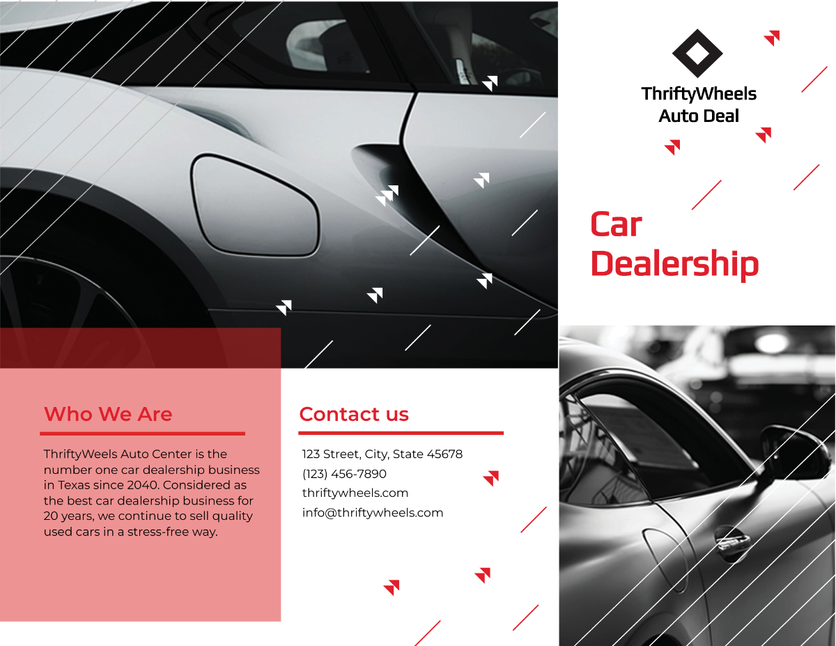 Free Car Dealership Tri-Fold Brochure Template