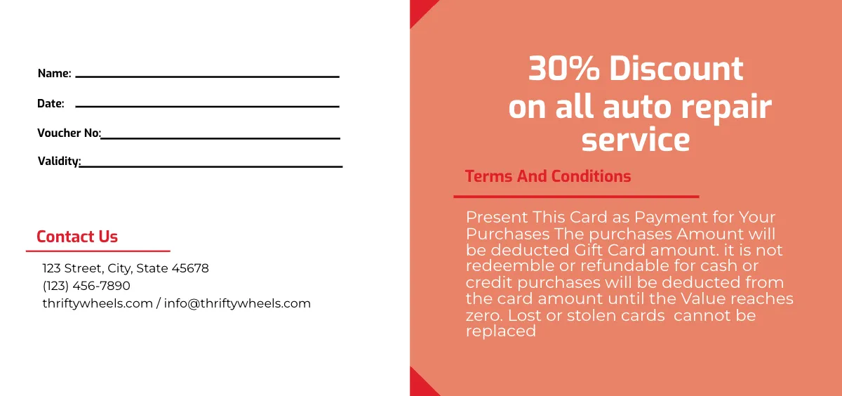 Free Car Dealership Voucher Template to Edit Online