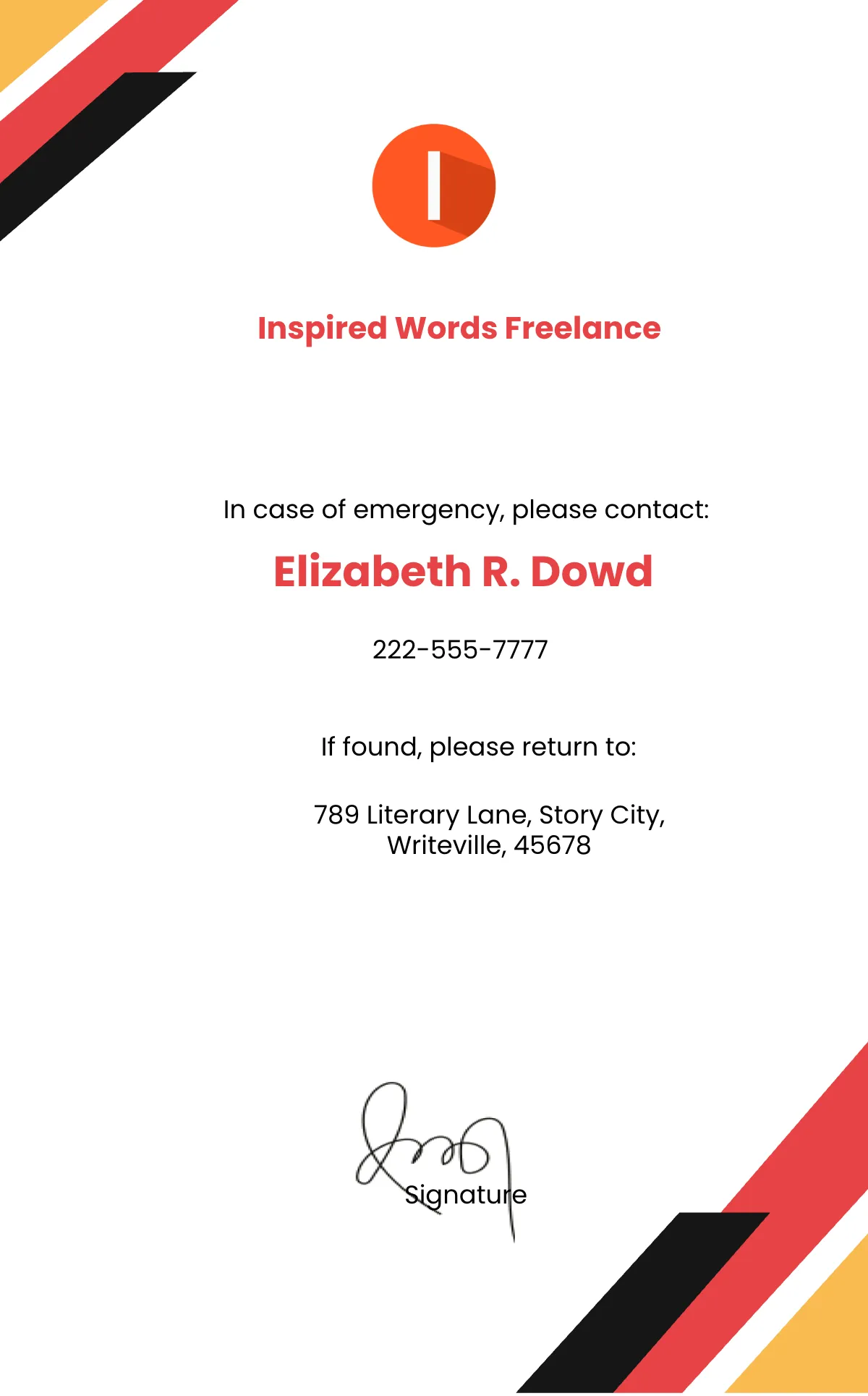 Freelance Writer ID Card Template to Edit Online