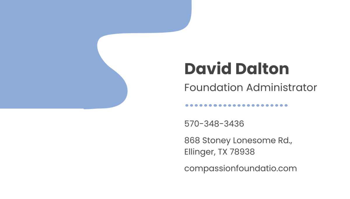 Free Charity Foundation Business Card Template